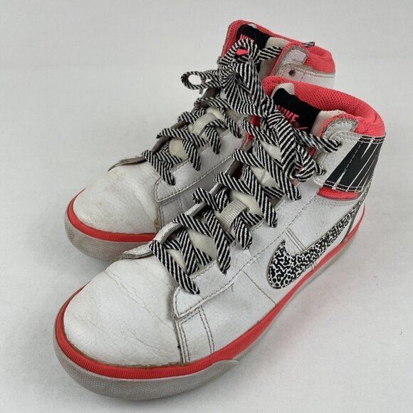 Nike Mid Top Youth Kids 1.5Y Lace Up White Coral 854239-101 - Picture 2 of 9